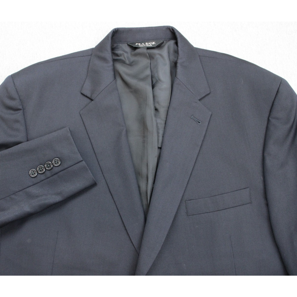 Jos A Bank Blazer 46R Navy Blue 100% Wool Lined Signature 2-Buttons